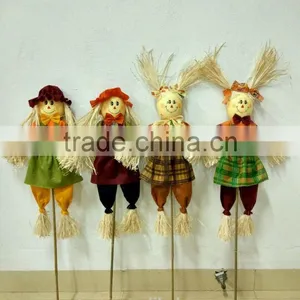 Paper Straw and Fabric Scarecrow Head for Autumn and Harvest Decoration thumbnail-6