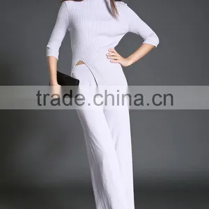 High Quality Solid Asymmetrical Tops With Long Loose Pants 2016 Autumn Fashionable thumbnail-4
