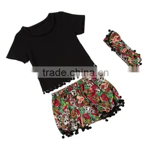 Wholesale High Fashion Kids T Shirt Lace Shorts Baby Girls Summer Boutique Outfits thumbnail-4