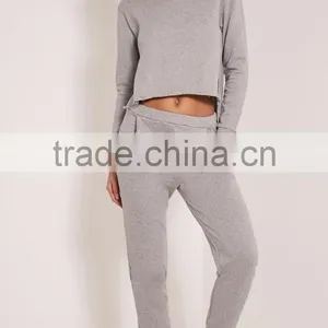 2017 High Quality Women Grey Jogger Pants French Terry Cotton Pants Sportwear Soft Cotton Pants Stretch Waist thumbnail-1