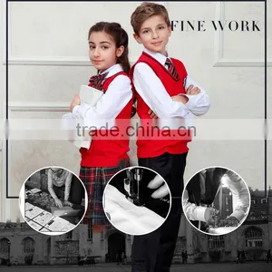 Red Sleeveless Unisex Sweater Vest School Uniforms Design With Picture Primary thumbnail-2