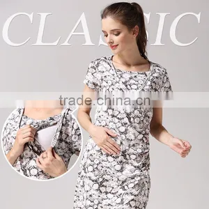 O-neck Maternity Clothing Breathable Maternity Tops Leisure Nursing Tops thumbnail-1