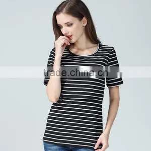 Summer Wholesale Maternity T-shirts for Pregnant Women Cotton Breathable Nursing Tops Outdoor Breastfeeding Clothing thumbnail-1
