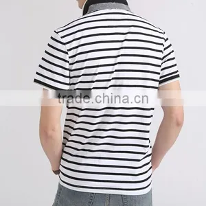 Custom Hot Selling Lowest Price Plain Casual Black and White Stripe Mem's T-shirt Wholesale for Sale thumbnail-3