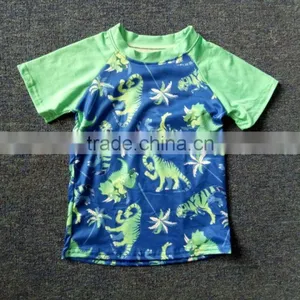 Wholesale Boy Raglan t Shirt Short Sleeve Top Dinosaur Camo Fish Kid Clothing thumbnail-1