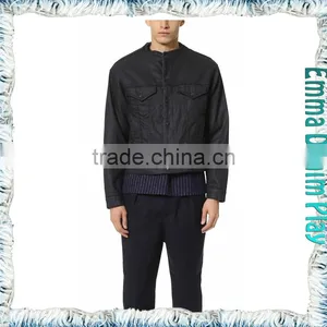 Men's Black Leather Look Denim Jacket Airport Fashion thumbnail-1