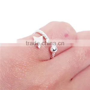 White Copper Cable Twisted Open Rings Silver Plated Pentagram Star Spiral thumbnail-3