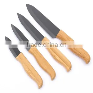 2017 New High Quality Bamboo Handle Ceramic Knife Blade Black Suit Exquisite Kitchen Knife With Holder thumbnail-3