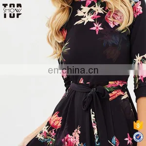 Oem Women Dresses 3/4 Sleevefloral Print Girls Autumn Dress Names With Pictures thumbnail-6