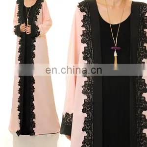 2017 New Design Wholesale Dubai Abaya Islamic Clothing Kimono Open Front Muslim Women Abaya thumbnail-6