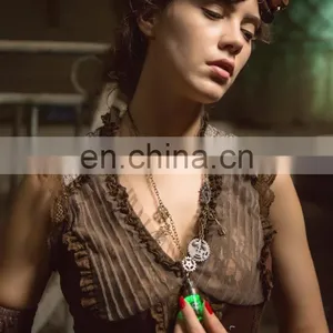 Steampunk Necklace With Gear-cogwheel and Light Capsule Pendant thumbnail-6