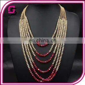 Natural Stone Crystal Three Layer Bead Necklace thumbnail-1