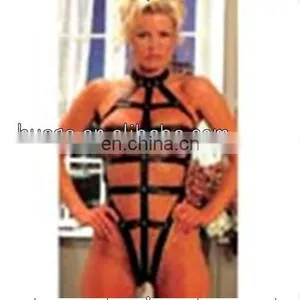 Sexy Leather Bondage Lingeries Sexy Strap-Style Costume Sexy Apparel Playsuit thumbnail-3