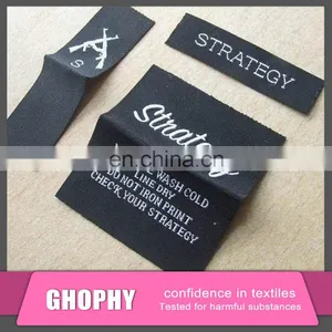 Satin Woven Label/Damask Woven Logo/Adhesive Woven Clothing Labels thumbnail-2