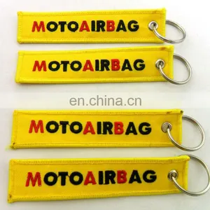Custom Cheap Wholesale Yellow Overlock Embroidered Keychain thumbnail-1