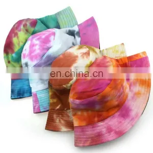 Hot Sale Double-sided Wear Tie Dye Cotton Bucket Cap Blank Jean Fisherman Hat thumbnail-1