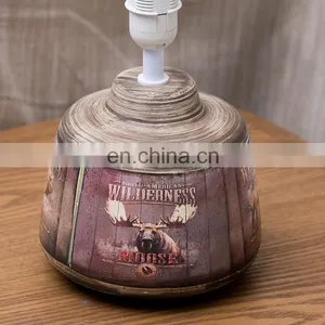 Novel America Restaurant Table Decoration Small Moose Pattern Brown Antique Table Lamp Modern With Custom Logo thumbnail-4