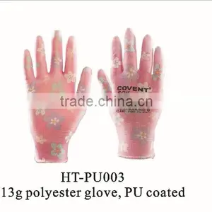 White Working Glove Finger Protective Gloves With PU Coated/ Nylon Glove With PU Coated thumbnail-2