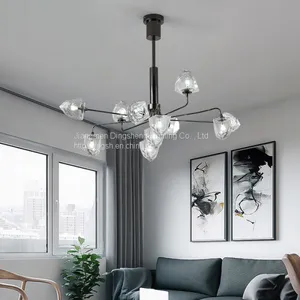 New European Modern Simple Bedroom Chandelier Creative Crystal Glass Lamp Shade Chandelier Living Room Chandelier Personality Atmosphere thumbnail-3