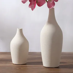 Biscuit Firing Minimalism Creative Hand Made White Large Ceramic Vase Decoration For Living Room thumbnail-2