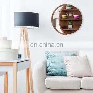 Decorative Round Moon Mirror With Shelf for Home Wall Hanging thumbnail-3