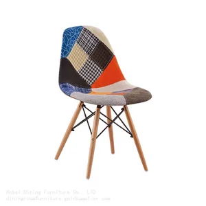 Patchwork Fabric Chair High Back Wooden Legs DC-F01 thumbnail-1