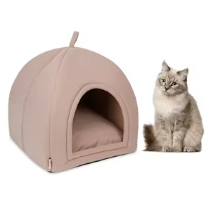 Meow Love Multicolor Deluxe Deep Sleep Cat Flap Bed Pink Plush Pet Lgloo Bed Washable Fun Sofa Dog Cat Bed Pet Travel Outdoors thumbnail-3