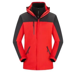 Wholesale Men's and Women's 3-in-1 Waterproof Winter Jacket Breathable Soft Zipper Sealed Red Mountaineering Outdoor Equipment thumbnail-2