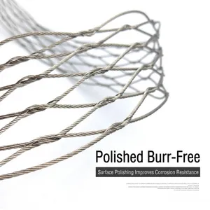Bulk Flexible 304/304L/316/316LStainless Steel Mesh Anti-Fall Wire Rope Net Secure Protection for Staircase Balcony thumbnail-1