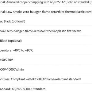 SAA Certified LSZH Flat Cable TPSHF, Australian Standard Wiring Cable for Caravan & Container thumbnail-3