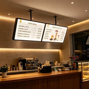 Hanging LED Menu Light Box Adjustable Ceiling‑Suspended Restaurant Menu Sign thumbnail-1