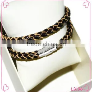Luxury Fashion Jewlery Hand Made Men Genuine Leather Bracelet thumbnail-1