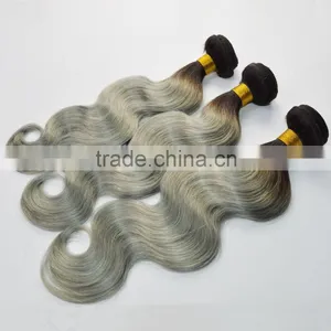 Body Wave Ombre Color Hair, Two Tone Silver Hair Extensions Grey Bulk Remy Hair in Stock thumbnail-3