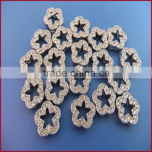 10mm Full Rhinestones Plum 10mm Diamond Slide Plum Flower Charm Metal Jewelry Crafts Wholesale thumbnail-1