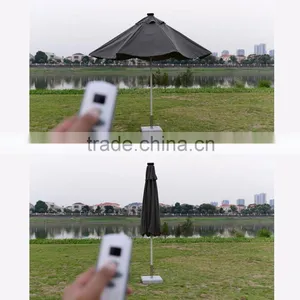 Automatic Remote Control Solar Light Outdoor Solar Beach Umbrella Aluminum Solar Cheap Umbrella thumbnail-6
