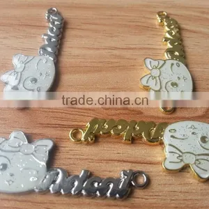 2015 New Arrive Cat Head Shape With Silver Glitter Finishing Sew-on Badges --- BG1503 thumbnail-3