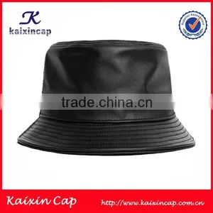Customize High Quality Leather Flat Top Bucket Hat thumbnail-1