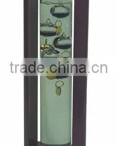 Galileo Thermometer With Wood Frame Purple thumbnail-1