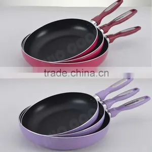 Colorful Non-stick Cookware Round Frying Pan Set Red Coating Fry Pan Sets thumbnail-1