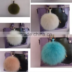2016 New Fashion Genuine Fox Fur Ball for Keychain Bag Toy Accessories thumbnail-3
