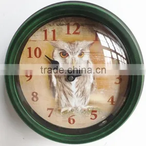 Dia 23.5 cm Country Style Round Metal Wall Clock, Rustic Round Wall Clock thumbnail-1
