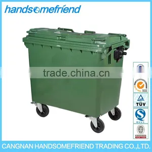 660L Liters Square Outdoor Plastic Waste Bin,Large Plastic Mobile Garbage Can,Industrial Trash Can thumbnail-1