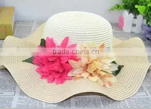 Women Flower Straw Hat,Sun Beach Summer Hats For Ladies thumbnail-4
