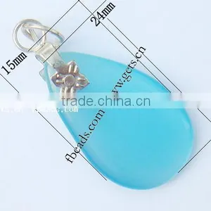 24x15x3mm Blue Teardrop Cats Eye Pendants thumbnail-1