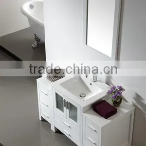 Water Proof Solid Wood Hand Wash Basin White Vanity Bathroom Furniture Wooden Cabinet No.3200C thumbnail-2