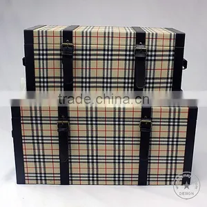 S/2 Large Decorative Fabric Storage Trunk, Wood Trunk thumbnail-3