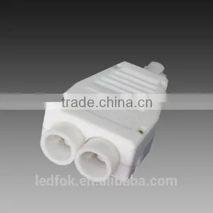 uk 3 Pin to Europe 2 Pin Adaptor Plug Output Led Electrical 2 Pin Male Plug Cable Connectors White With Euro Socket thumbnail-6