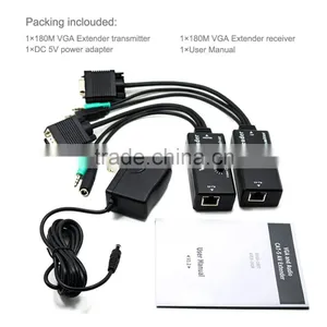 VGA 180M Extender Female To Lan Cat5 Cat5e RJ45 Ethernet Female Adapter thumbnail-5