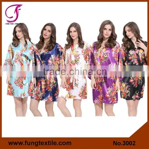 FUNG 3002 New Women Floral Satin Brides Robe thumbnail-1