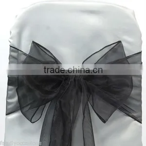 BLACK ORGANZA SASHES CHAIR BOW SASH WEDDING SASHES thumbnail-1